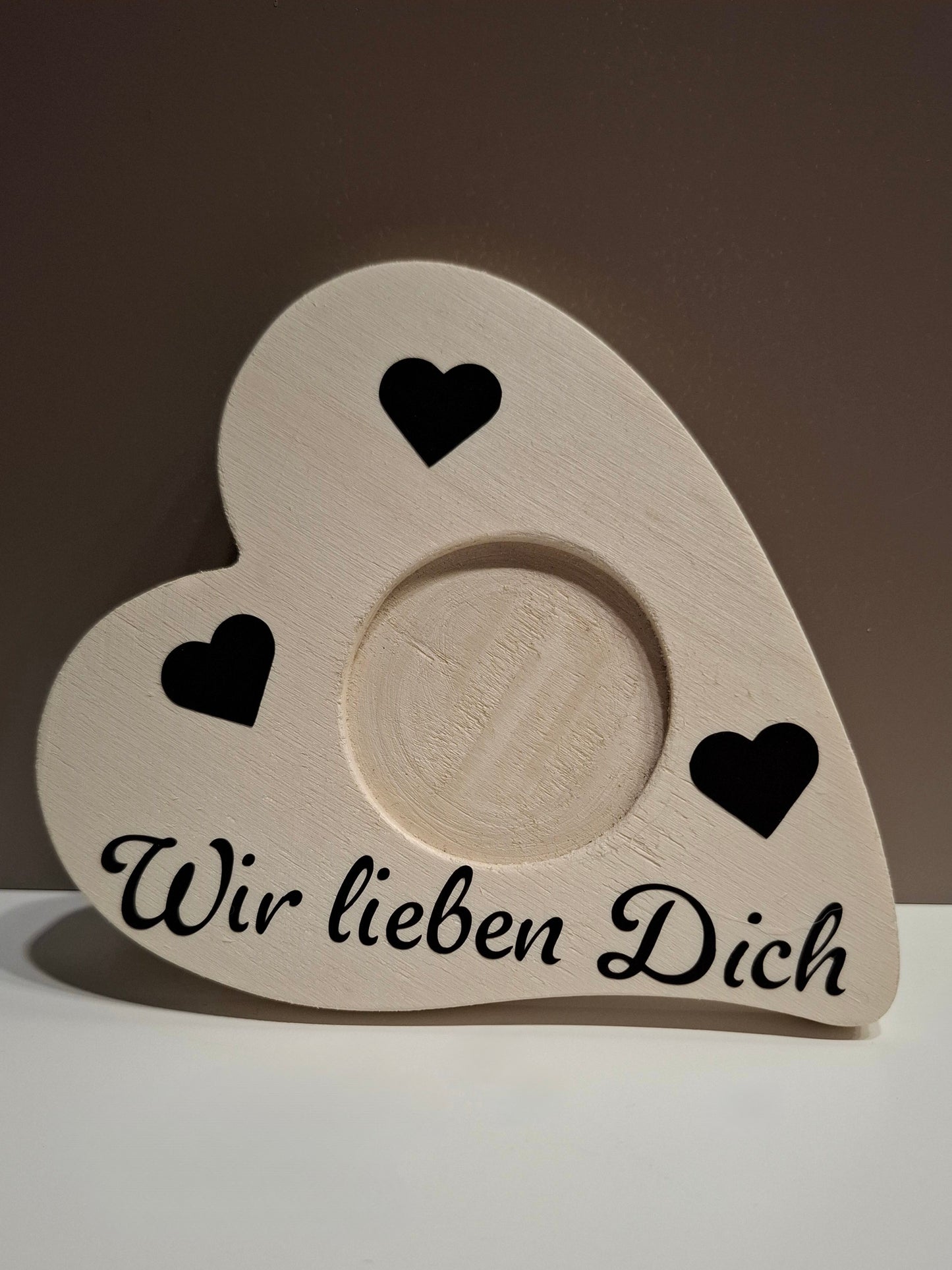 Teelichthalter aus Holz mit Glas