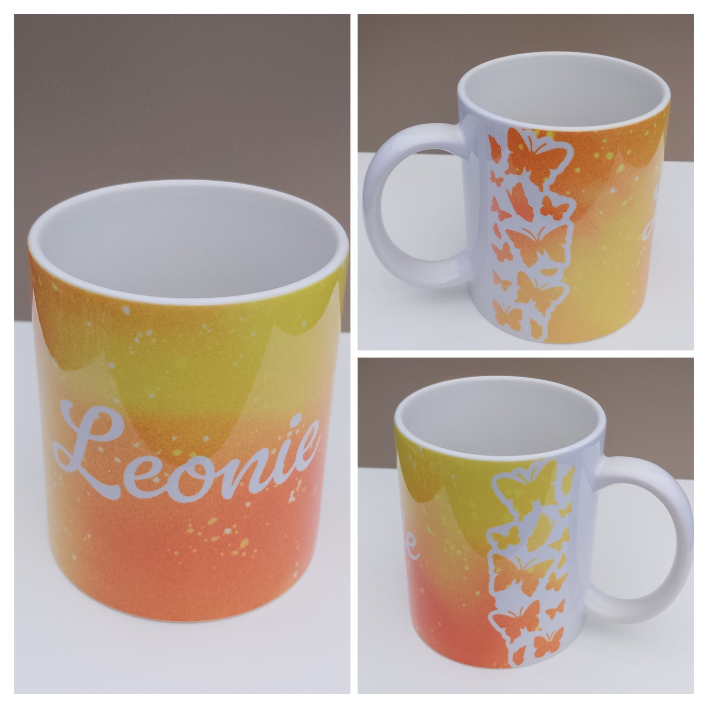 Kaffeebecher Schmetterling - personalisiert - in sechs Farben