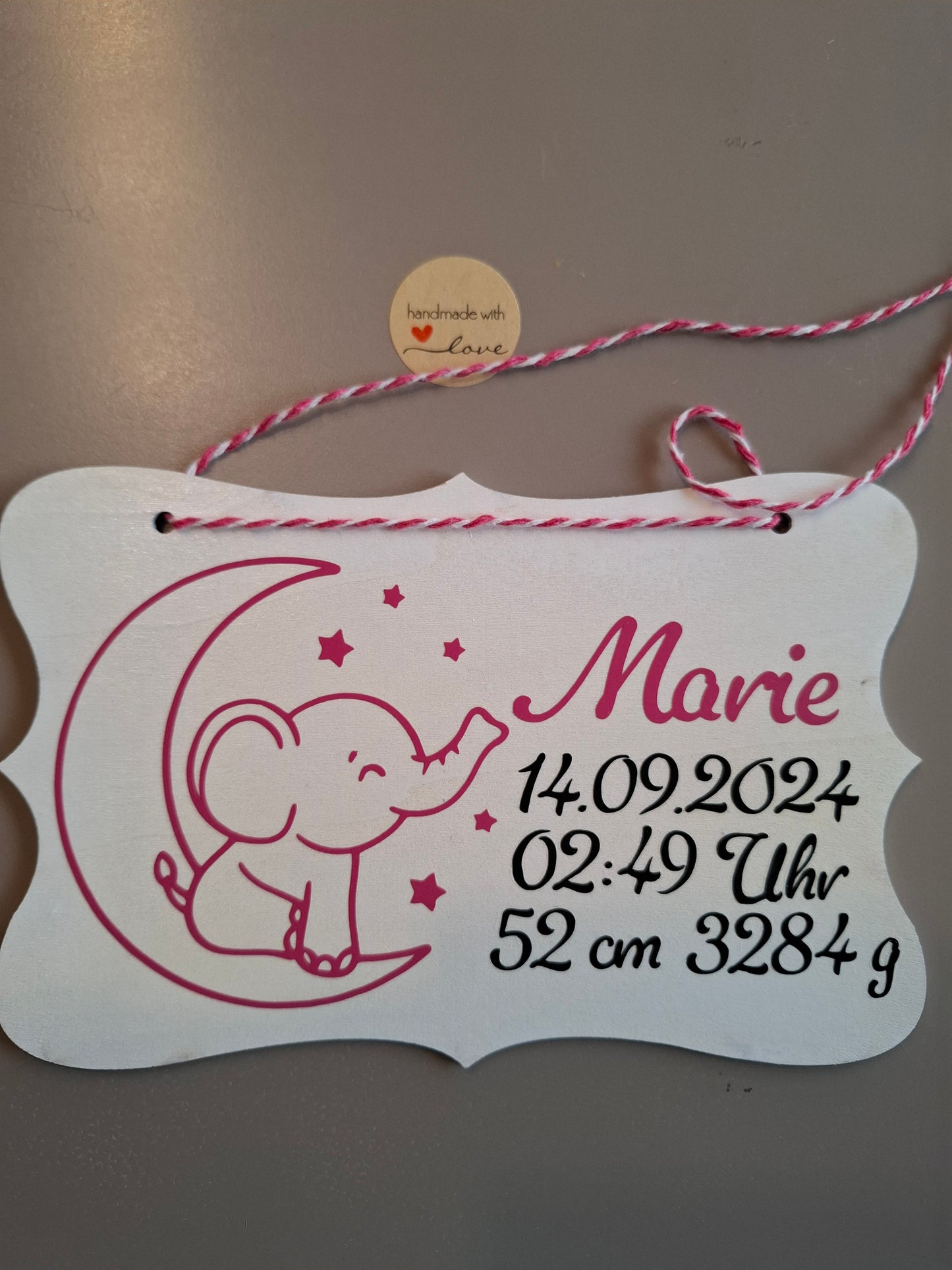 Namensschilder ca. 17x11 cm Baby Geburt Daten personalisiert