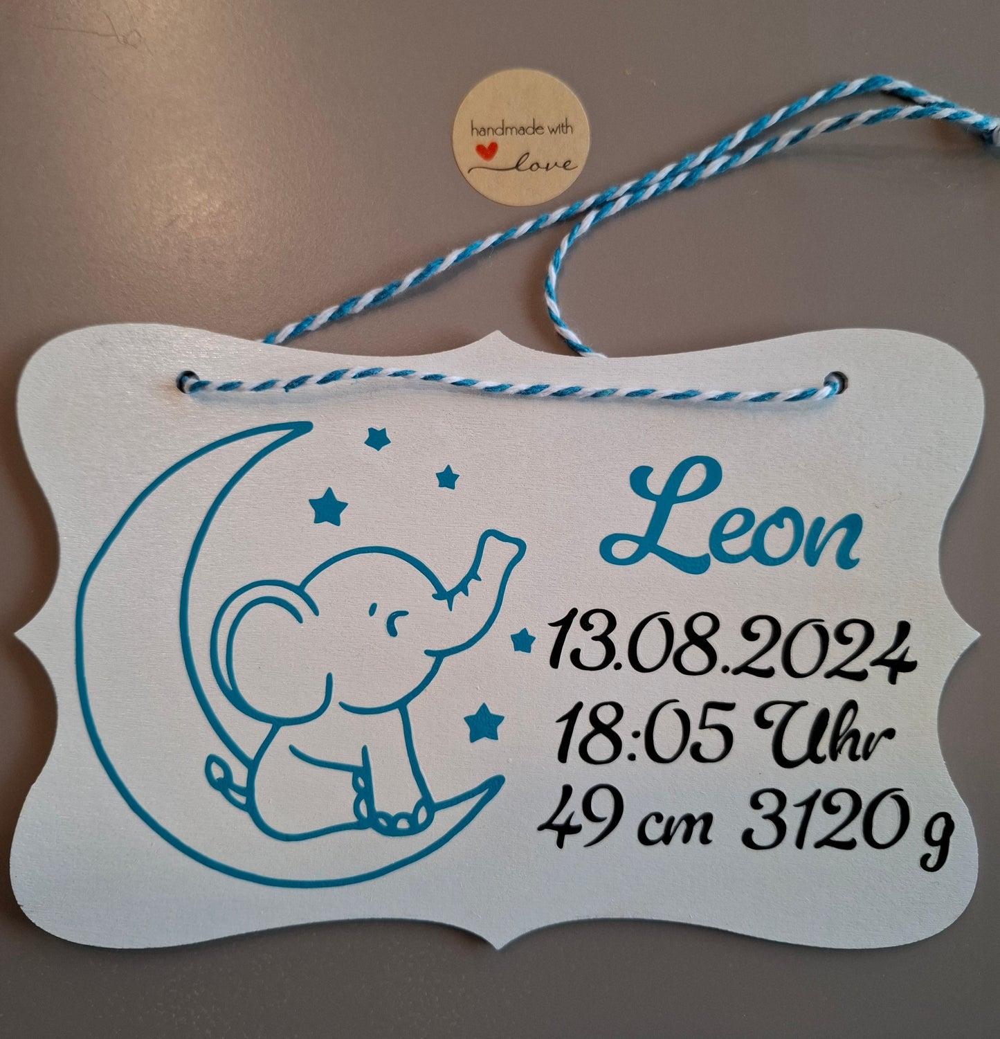 Namensschilder ca. 17x11 cm Baby Geburt Daten personalisiert