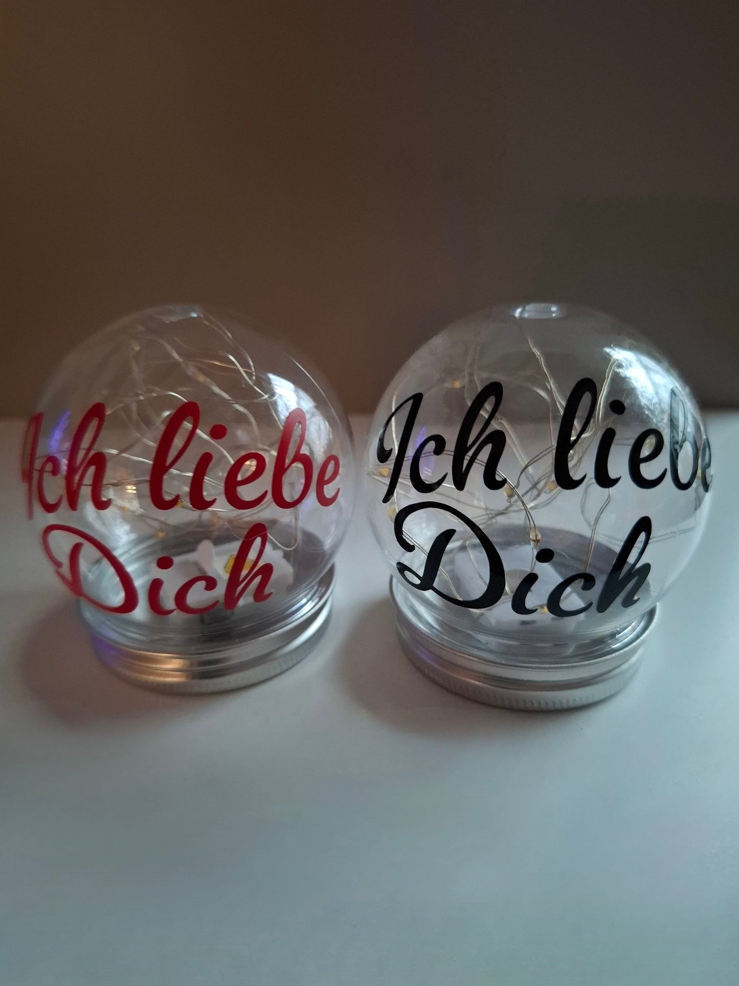 Kleine Kunststoff-Kugel beleuchtet - Ich liebe Dich, Mein Schatz, Traumfrau, Traummann