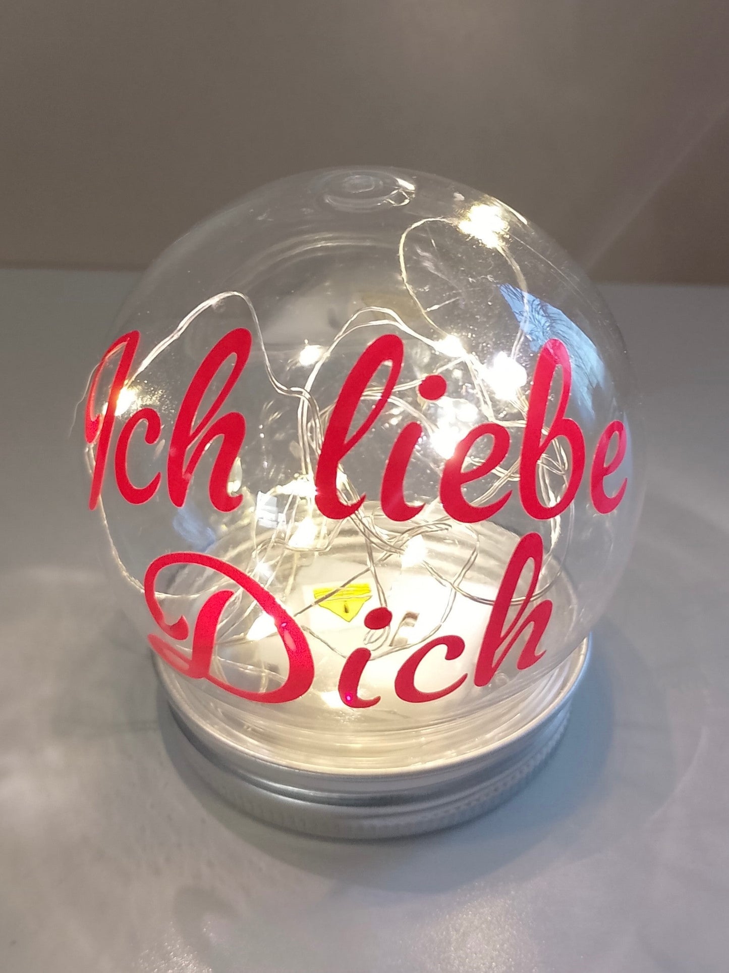 Kleine Kunststoff-Kugel beleuchtet - Ich liebe Dich, Mein Schatz, Traumfrau, Traummann