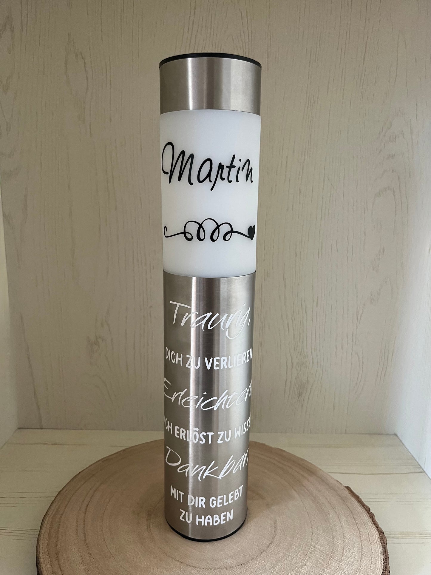 Trauer-Solarlampe aus Edelstahl 30,5 cm (44 cm mit Erdspieß)
