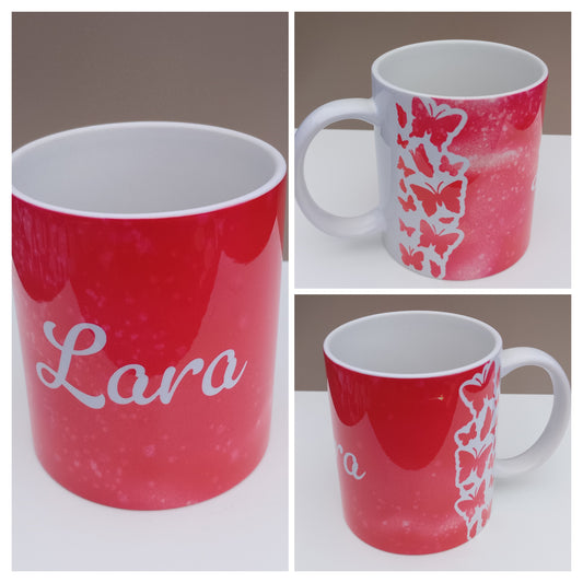 Kaffeebecher Schmetterling - personalisiert - in sechs Farben