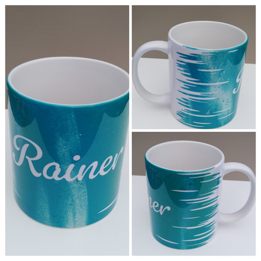 Kaffeebecher Streifen - personalisiert - in sechs Farben