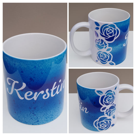 Kaffeebecher Rose - personalisiert - in sechs Farben
