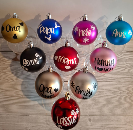 Weihnachtskugeln mit Motiv in diversen Farben