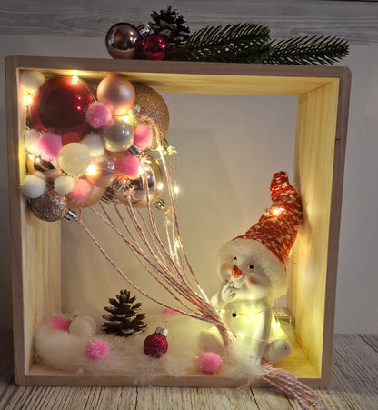 Beleuchteter Holzkasten mit Timer-Funktion zum Hinstellen oder Aufhängen, mittel