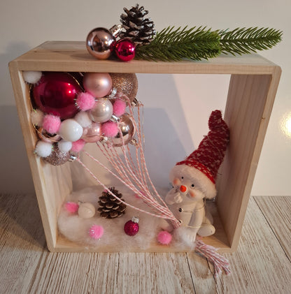 Beleuchteter Holzkasten mit Timer-Funktion zum Hinstellen oder Aufhängen, mittel