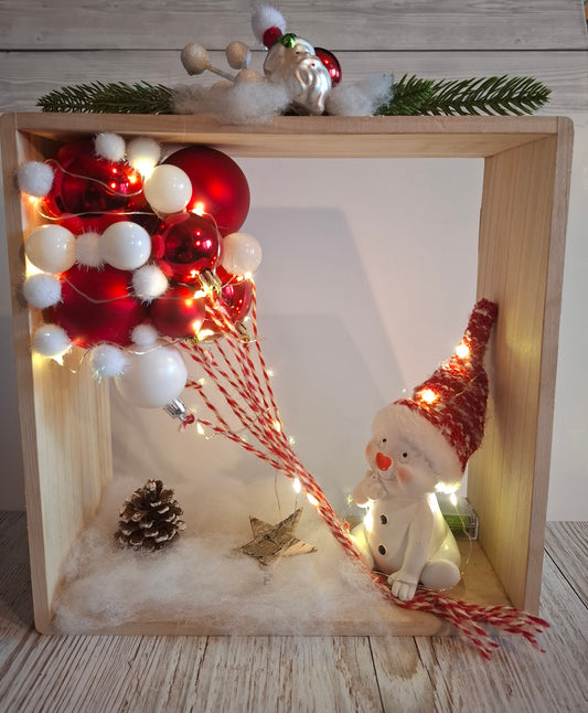 Beleuchteter Holzkasten mit Timer-Funktion zum Hinstellen oder Aufhängen, gross