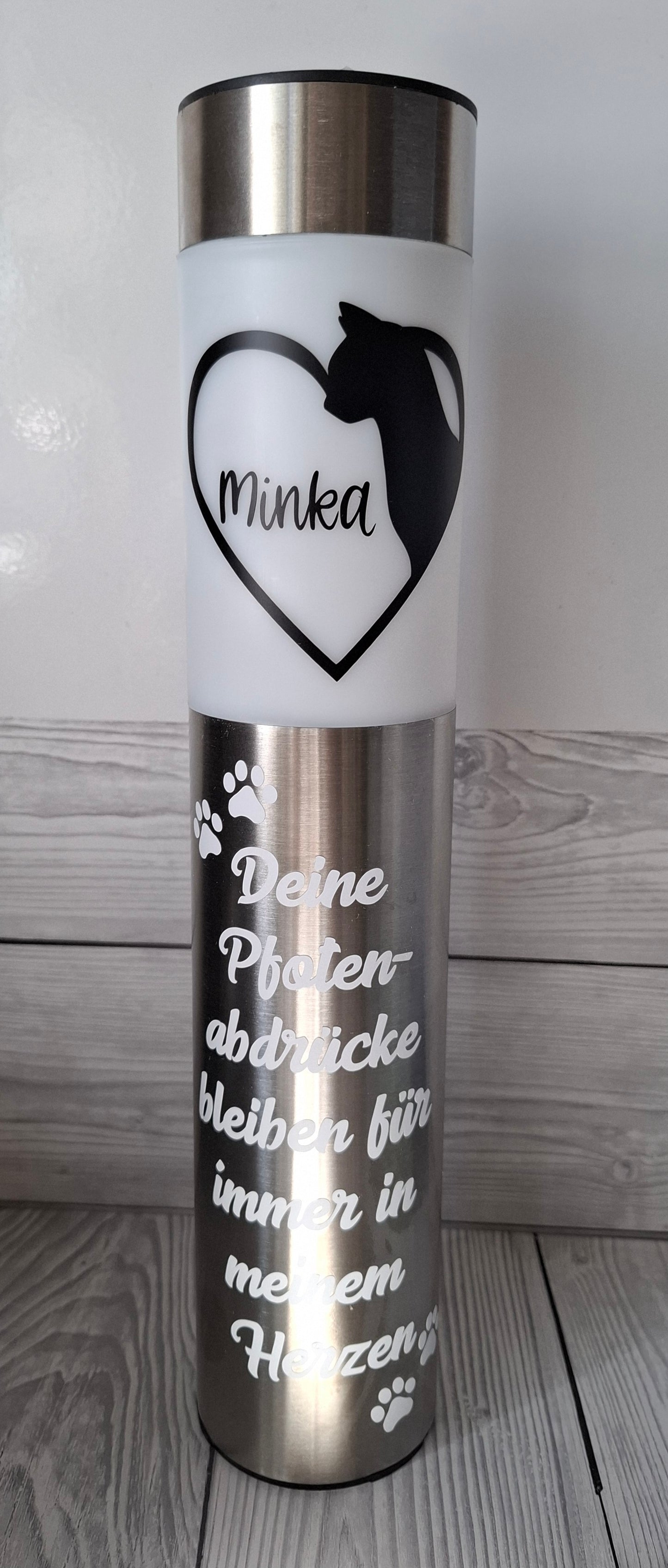 Trauer-Solarlampe aus Edelstahl  30,5 cm (44 cm mit Erdspieß) für Tiere