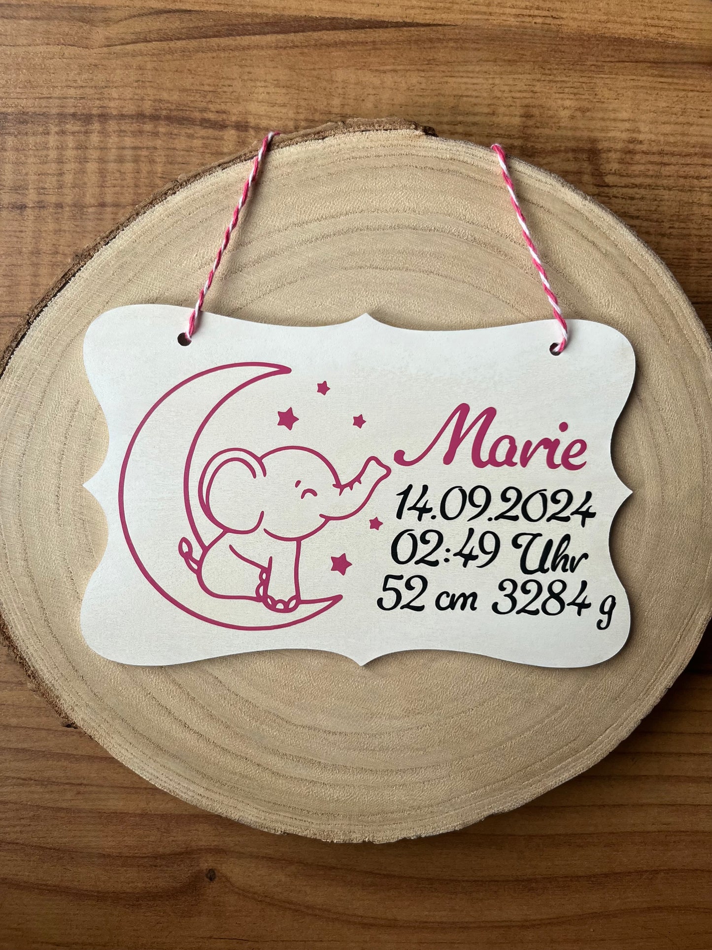 Namensschilder ca. 17x11 cm Baby Geburt Daten personalisiert