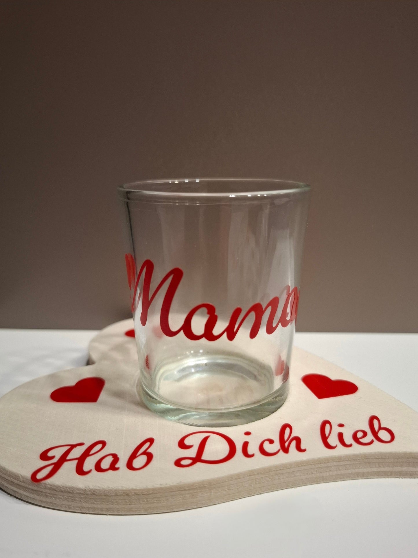Teelichthalter aus Holz mit Glas
