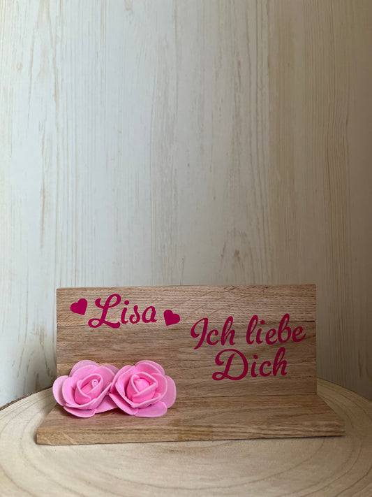 Personalisierte Klötzchenwand "Ich liebe Dich" mit Wunschname in 5 Farben