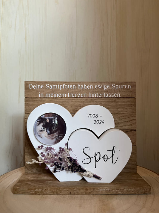 Herz mit Foto "Katze", Klötzchenwand und Text