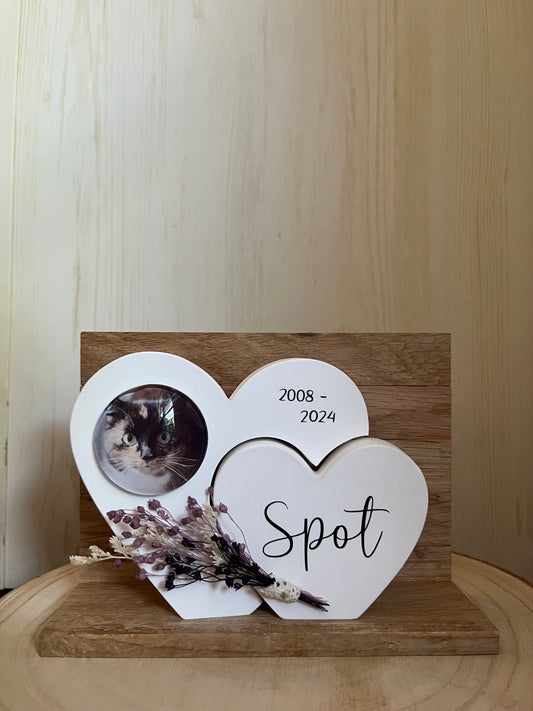 Herz mit Foto "Katze" und Klötzchenwand